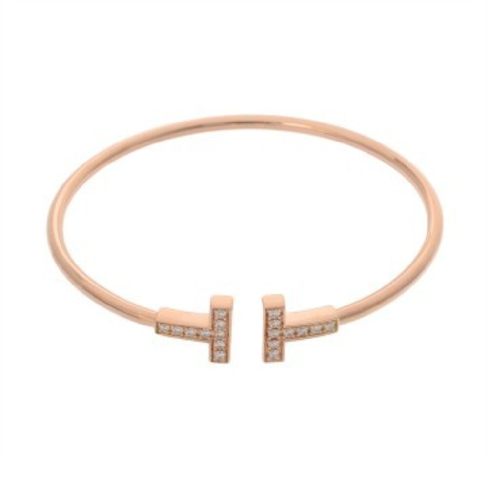 TIFFANY&Co. Tiffany T Wire Diamond 0.24ct Women's 18K Pink Gold (PG) Bracelet...
